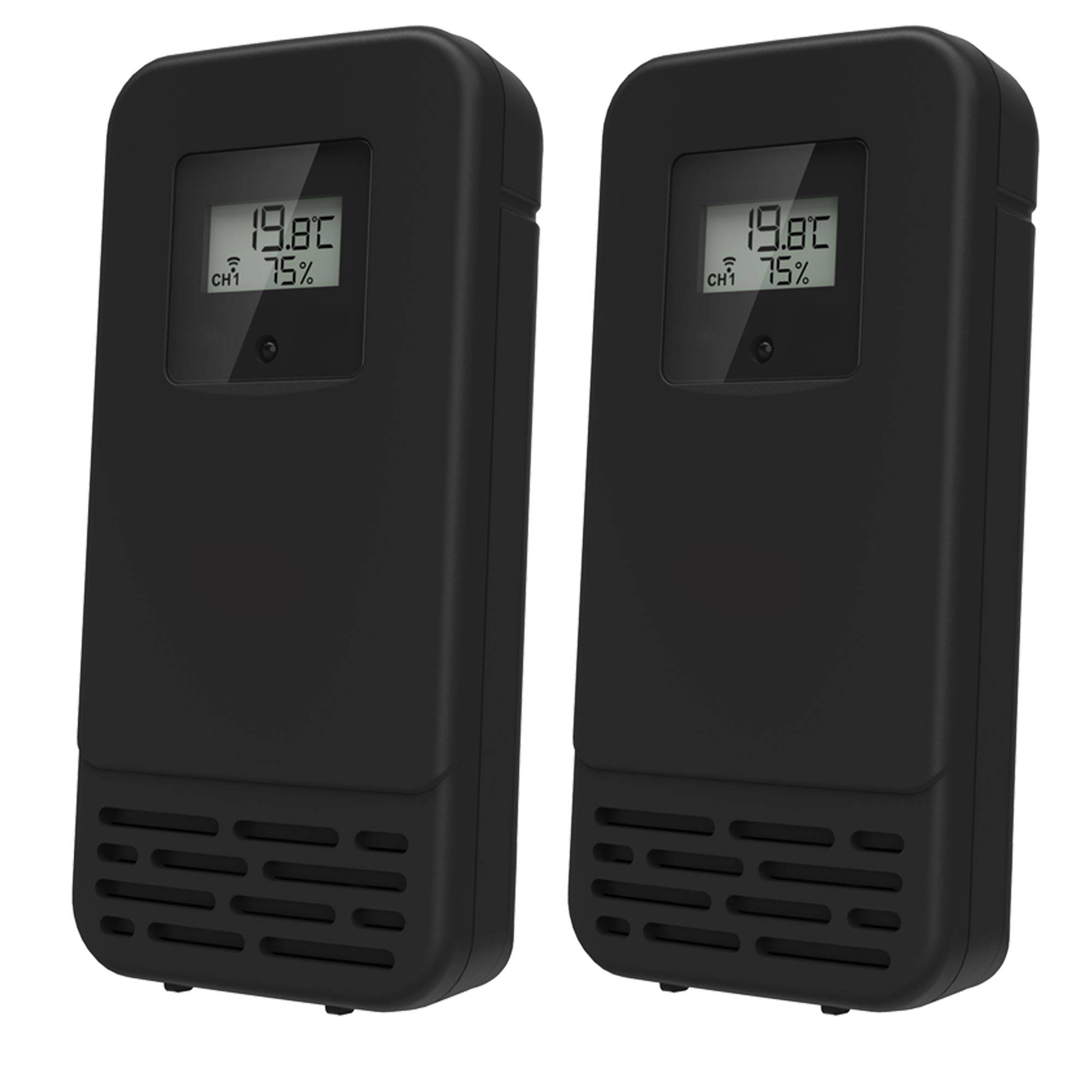 Miraval Design Funk-Wetterstation mit 2 benennbaren Sensoren + Regenmesser Mondphasenanzeige Luftfeuchtigkeit Temperaturanzeige Alarm