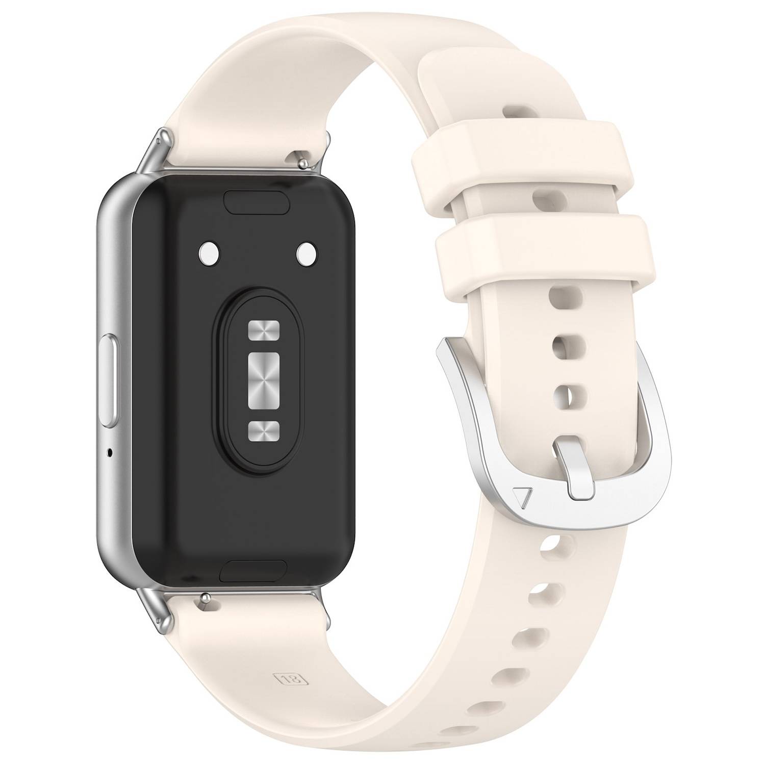 Für Samsung Galaxy Fit 3 hochwertiges Silikon Armband Metall Connector Beige