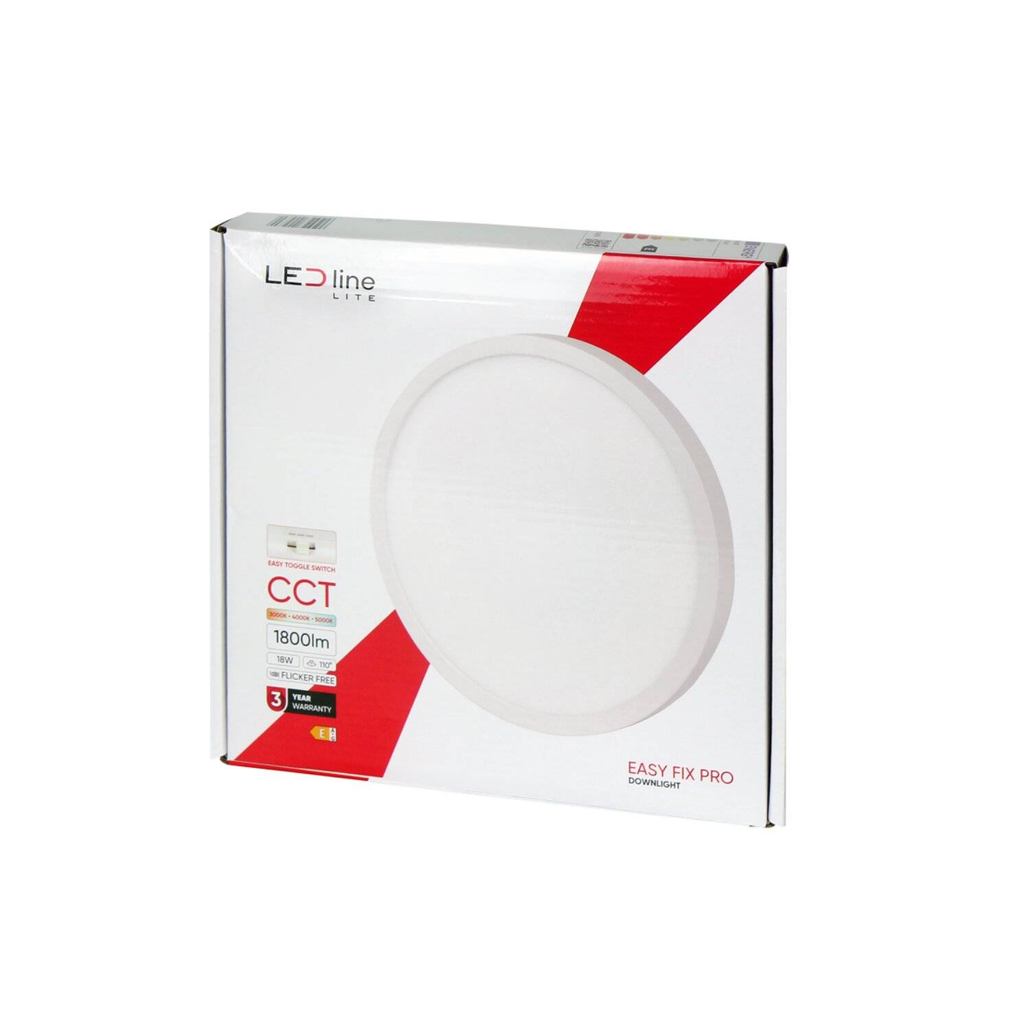 Ein-Aufbaustrahler 18W | Runde, Flimmerfrei, 1800lm | CCT Deckenleuchte einstellbare Farben 3000-5000 K |3er Set