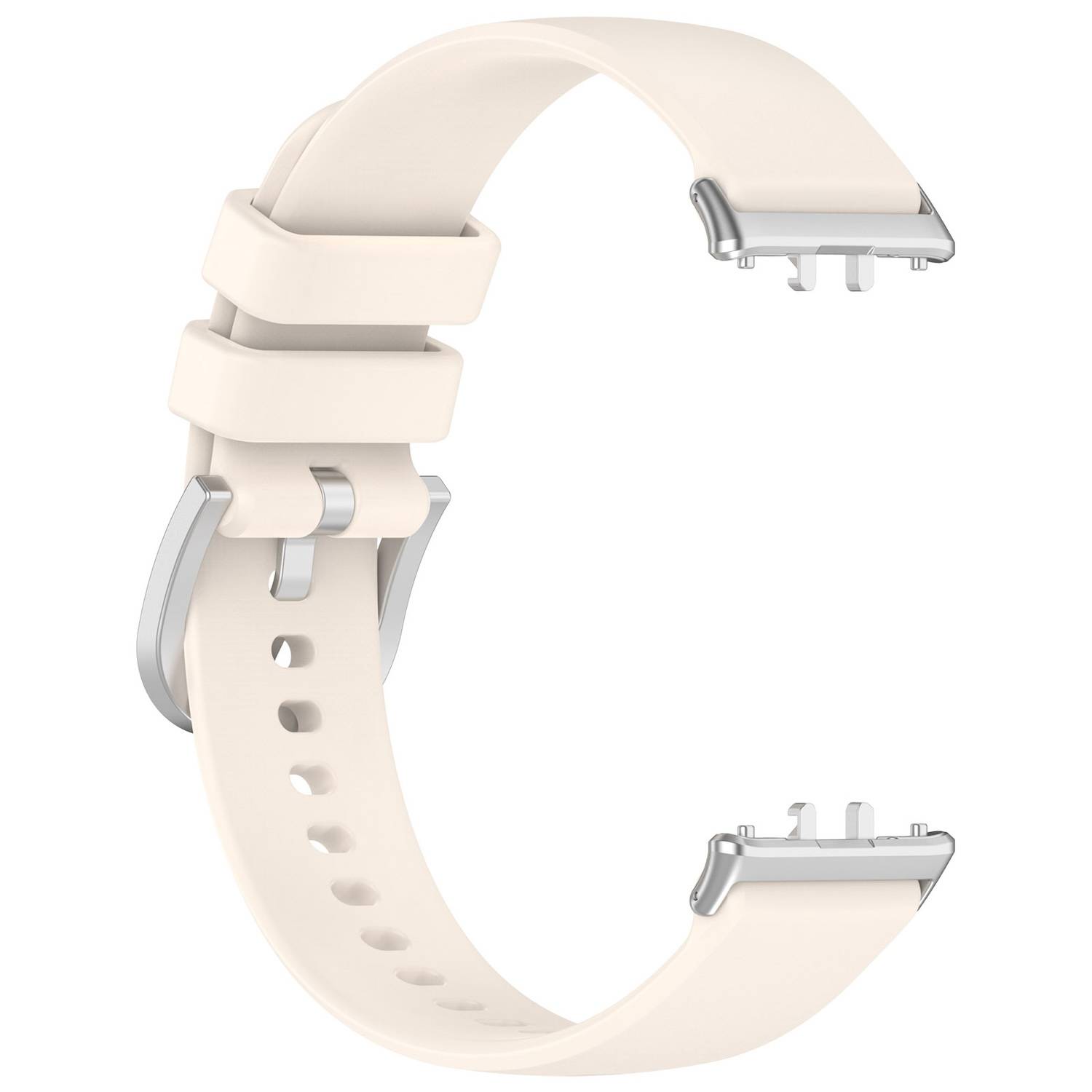 Für Samsung Galaxy Fit 3 hochwertiges Silikon Armband Metall Connector Beige