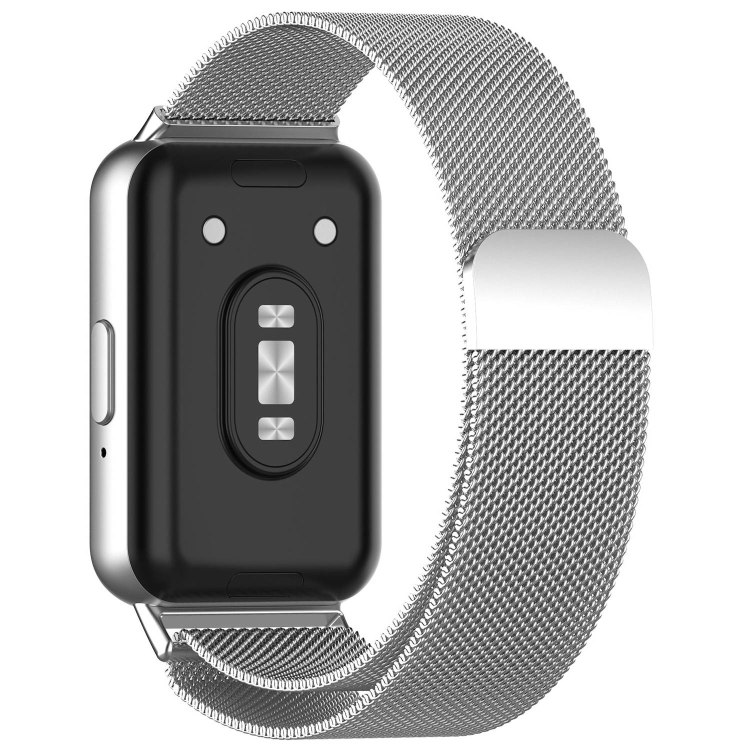 Für Samsung Galaxy Fit 3 Metall Stahl Mesh Armband mit Magnetverschluss Silber