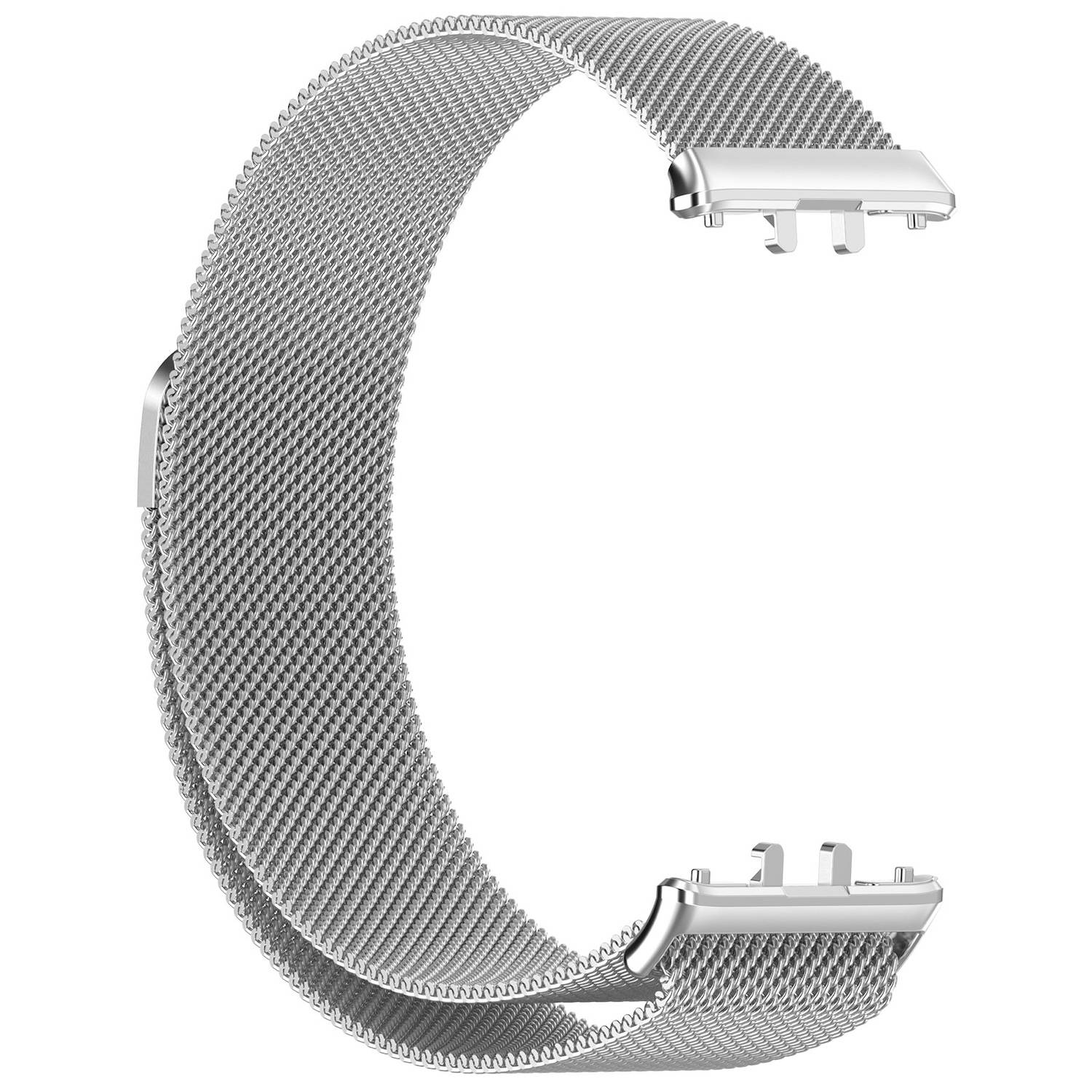 Für Samsung Galaxy Fit 3 Metall Stahl Mesh Armband mit Magnetverschluss Silber