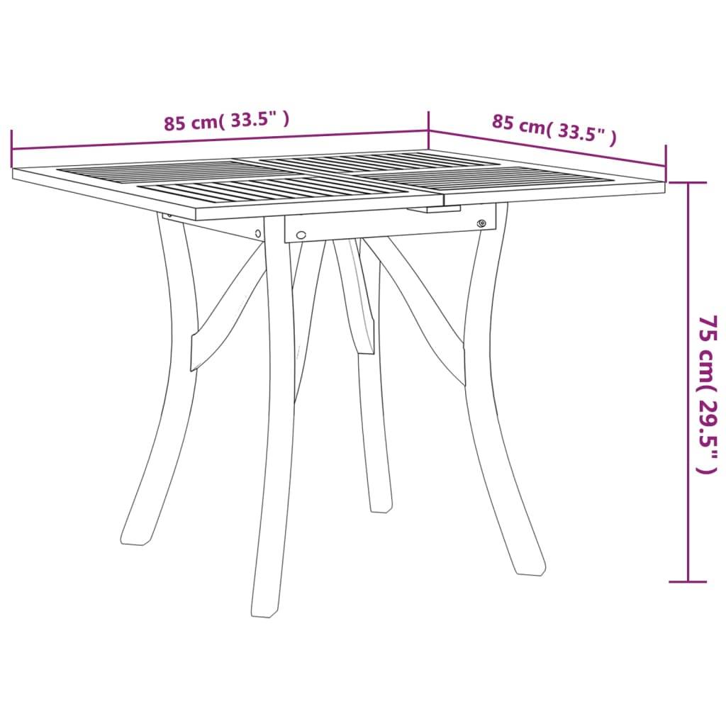 vidaXL Gartentisch 85x85x75 cm Massivholz Akazie