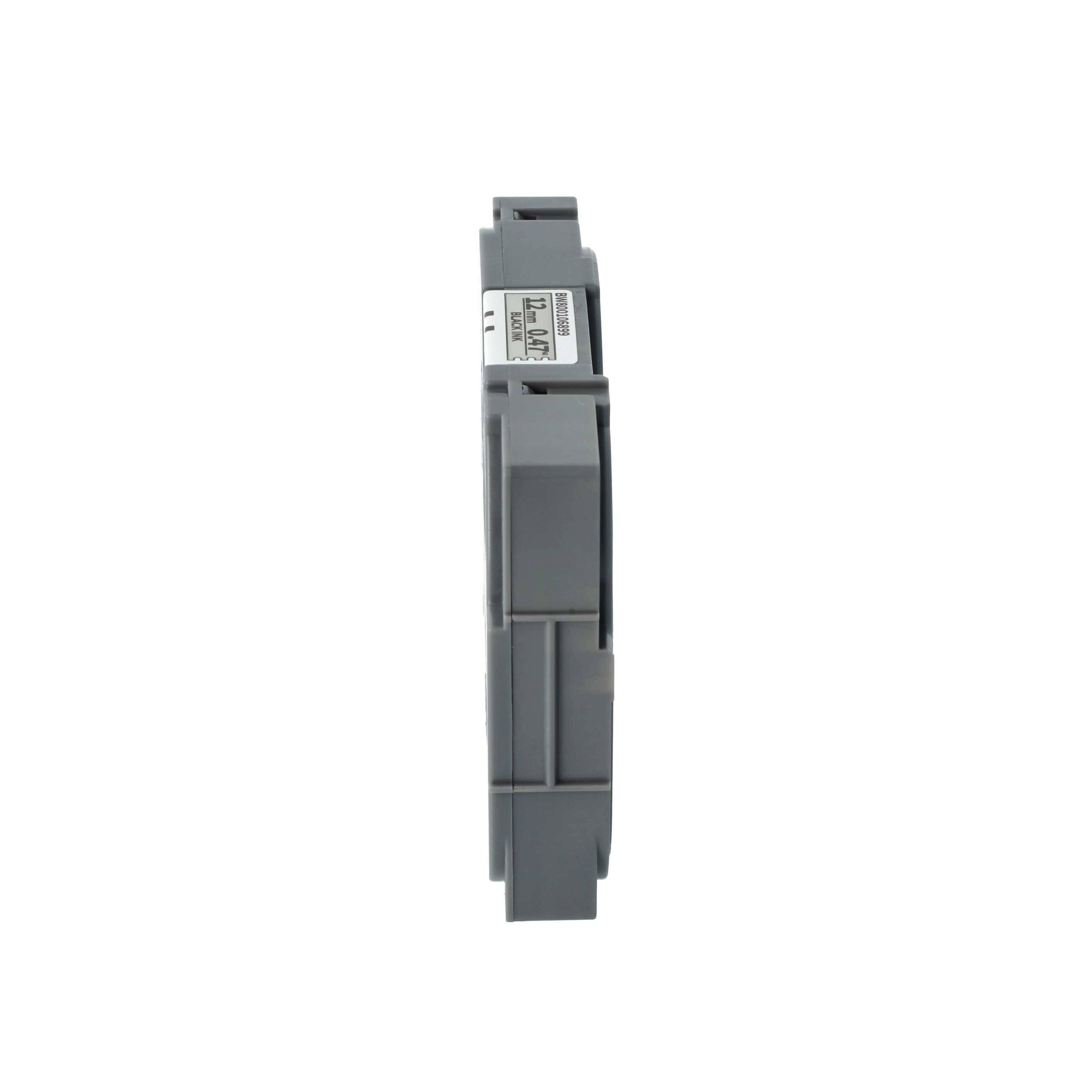 vhbw Schriftband-Kassette kompatibel mit Brother ST 1150, 1150DX, 5 Etiketten-Drucker 8m x 12mm Schwarz auf Matt-Silber