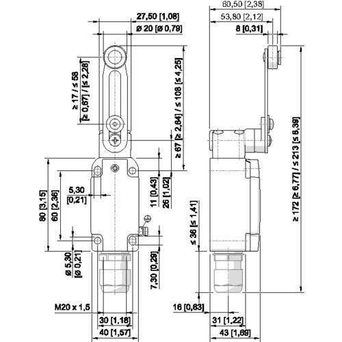 Stahl Drehhebel einstellbar 8074/2-1-DS-40
