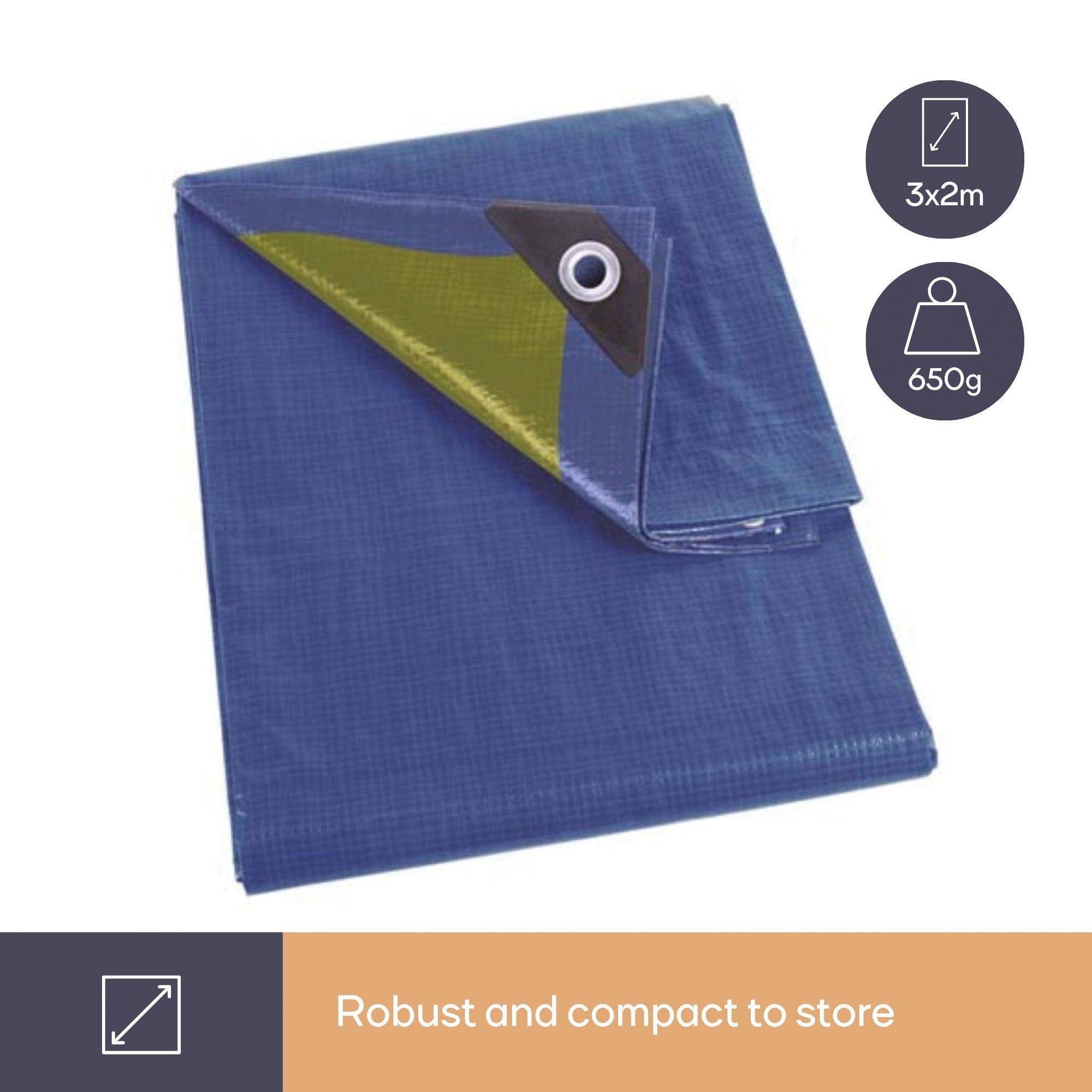 Perel Abdeckplane - Blau/Khaki - Strapazierfähig - 2 x 3 m