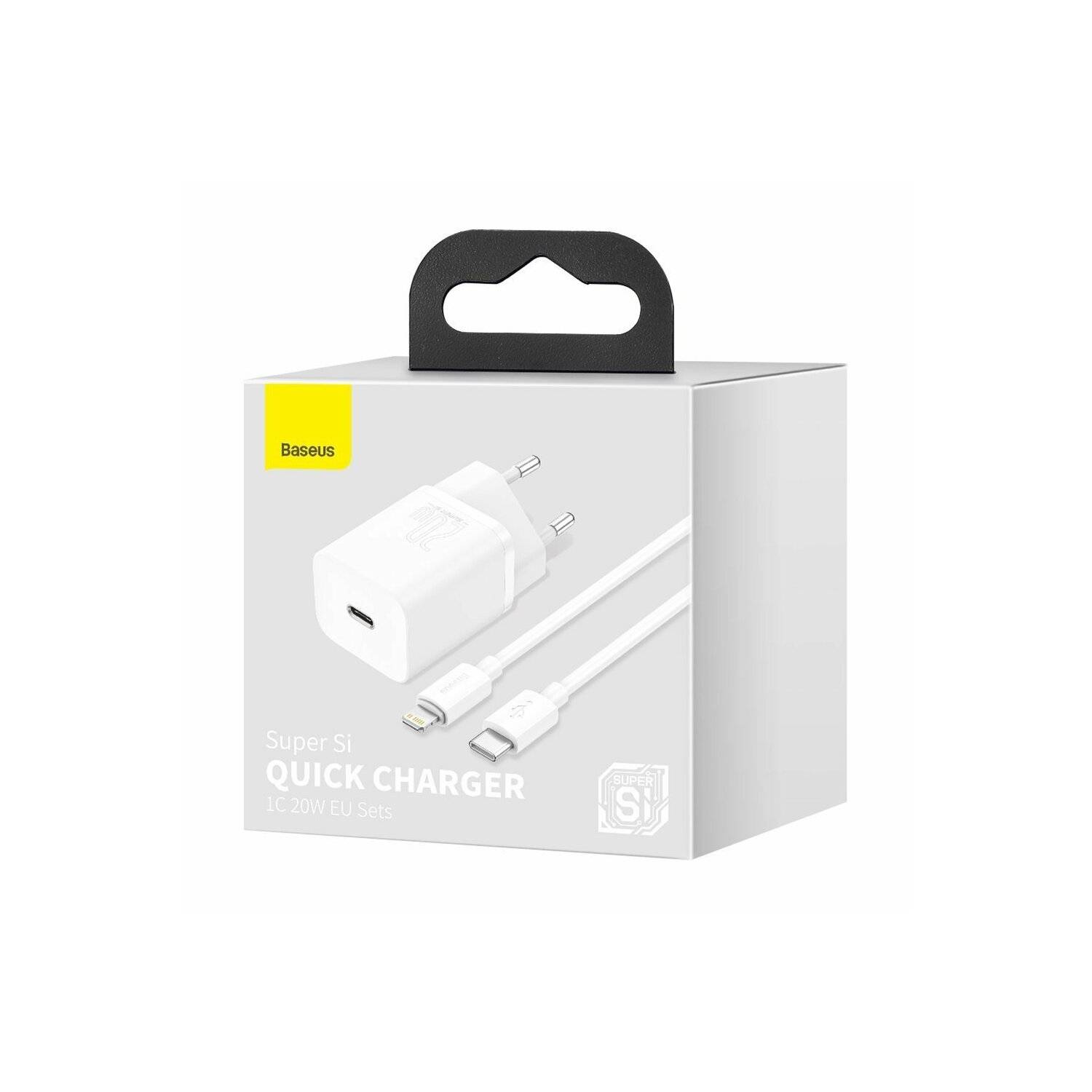 Baseus Super Si 1C schnelles Ladegerät USB Typ C 20 W Power Delivery + kabel USB Typ C - iPhone 1 m weiß