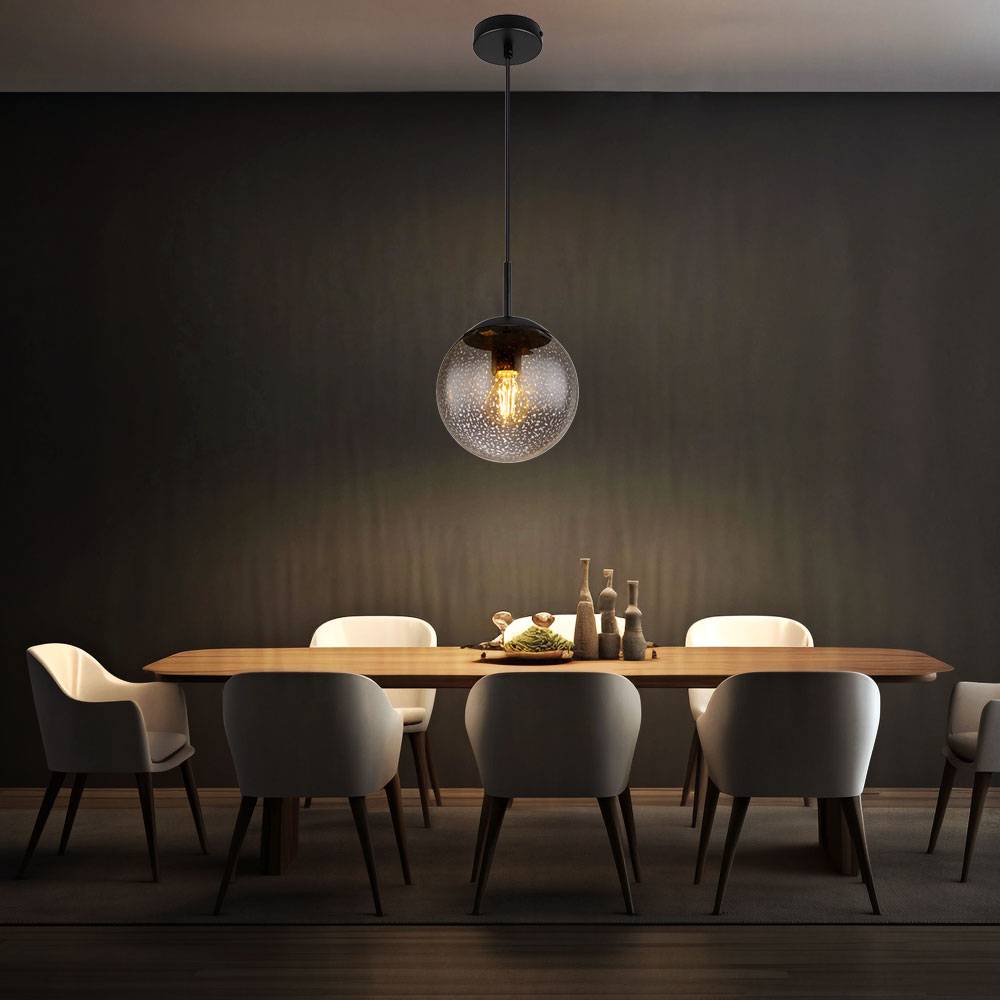 Hängeleuchte dimmbar mit Fernbedienung Pendelleuchte Esstisch Rauchglas Hängelampe Glas Retro, RGB Farbwechsel, Sternen-Effekt, 8,5W 806lm warmweiß