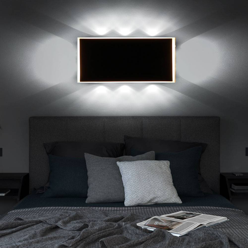 Wandleuchte Wandlampe Flurlampe Wohnzimmerlampe Schlafzimmer, Metall schwarz klar opal, 1x LED 12W 850Lm 3000K, BxHxT 25x9x5 cm