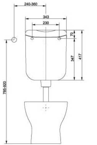 Toto O100 Eco PVC-Spülkasten 6 Liter 343mm breit weiß
