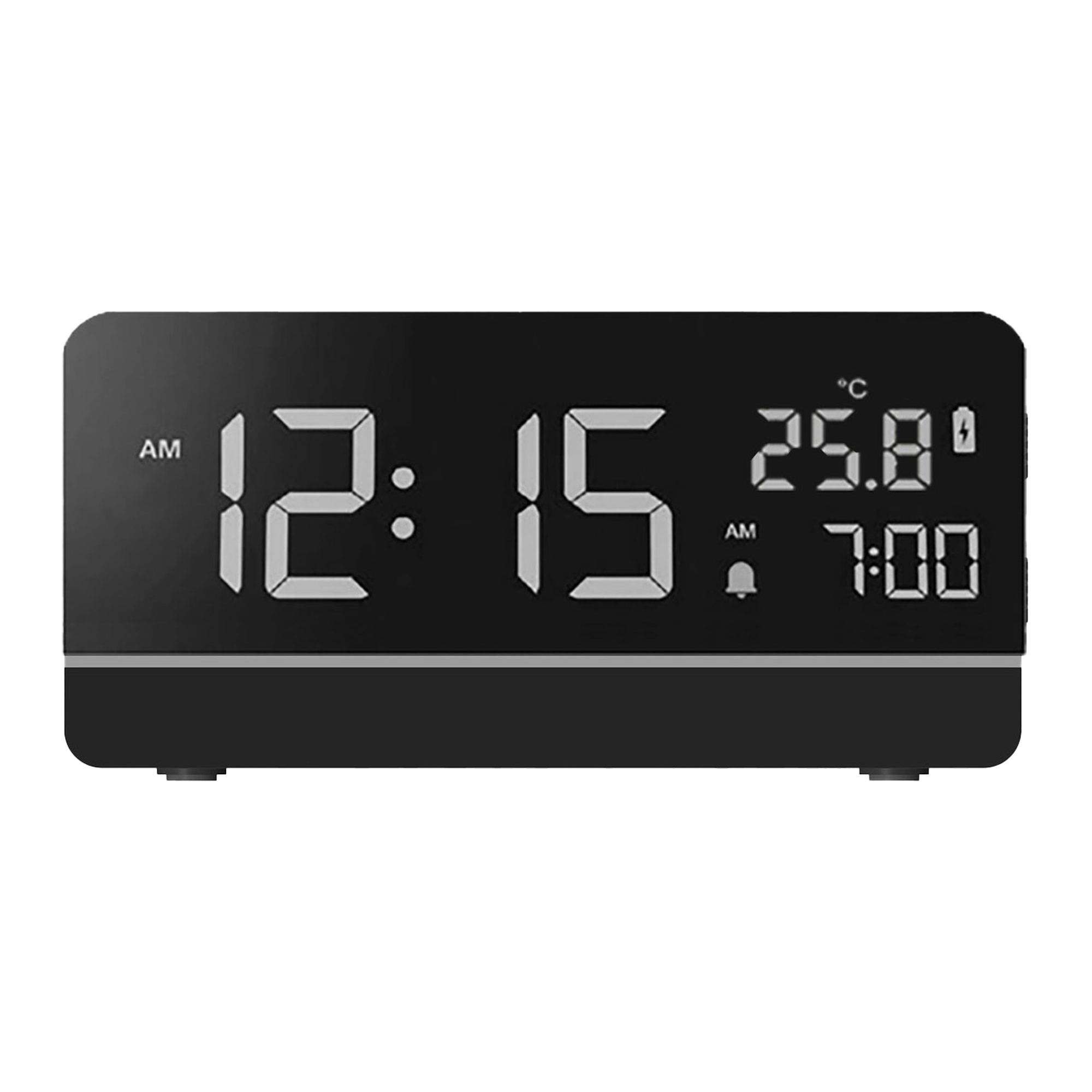 Digitaler Wecker QI Ladestation zum kabellosen Laden von Smartphones Temperaturanzeige 2 Alarme LCD-Display Datumsanzeige