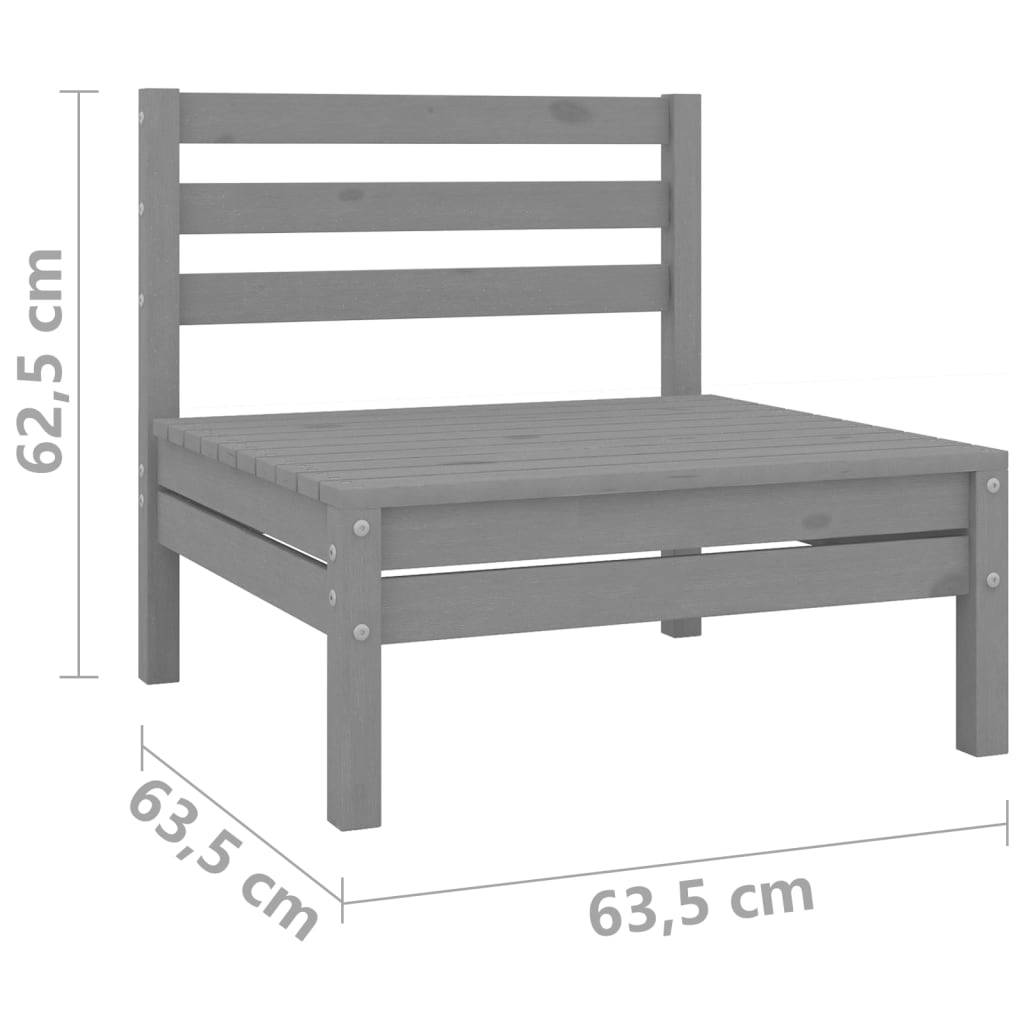vidaXL 2-Sitzer-Gartensofa Grau Kiefer Massivholz