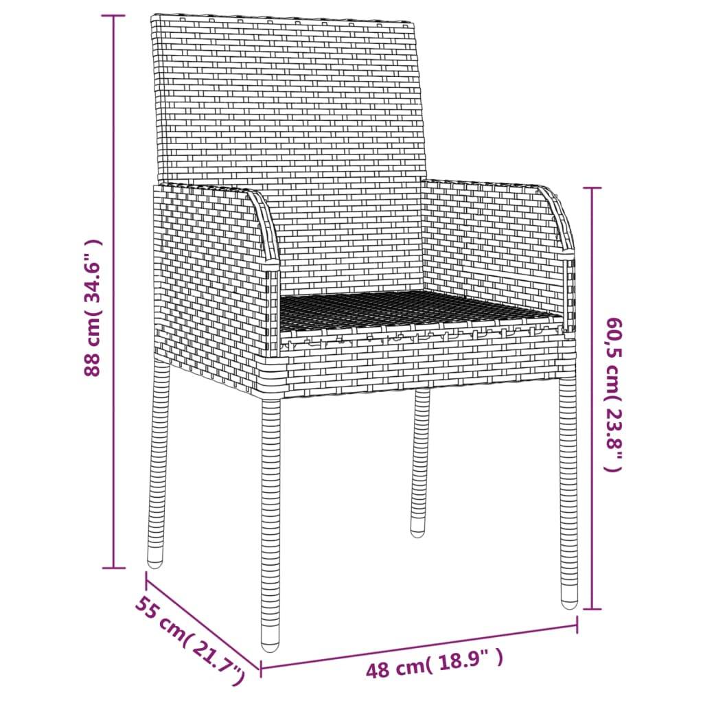 vidaXL 5-tlg. Garten-Essgruppe mit Kissen Grau Poly Rattan