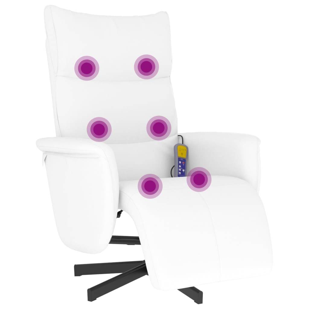 vidaXL Massagesessel mit Fußteil Weiß Kunstleder
