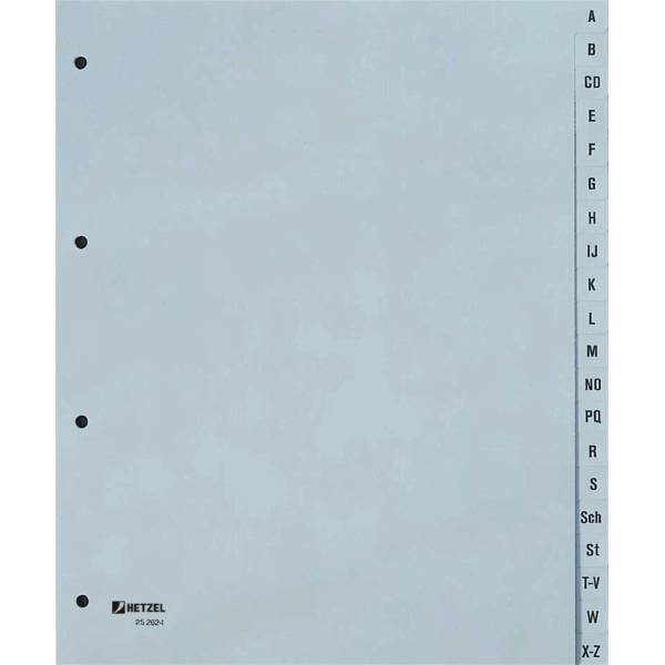 HETZEL Kunststoffregister /25262481 A4+ grau Polypropylen A-Z, Überbreite