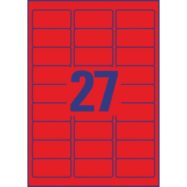Avery Zweckform Neonrot Etiketten/L6003-25 63,5x29,6 mm Inh.675