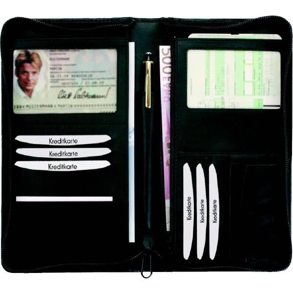 Alassio Reiseorganizer aus Echt Leder/41000 22,5 x 13 x 3 cm schwarz