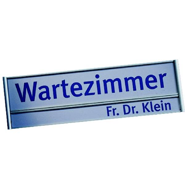 Türschild Silver, 1 Titelfeld/1 Namensfeld, Aluminium, eloxiert,180x54mm