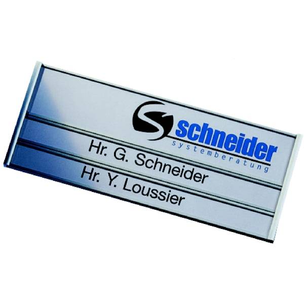 Türschild Silver, 1 Titelfeld/2 Namensfelder, Aluminium, eloxiert, 180x72mm