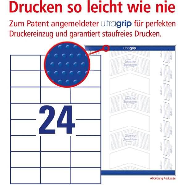 Universal-Etiketten ultragrip 70x37 mm VE=5.280 Etiketten / 220 Bogen weiß