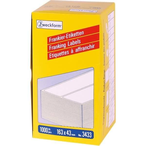 Avery Zweckform 3433 - Permanenter Klebstoff - weiß - 163 x 43 mm 1000 Etikett(en) (500 Bogen x 2)