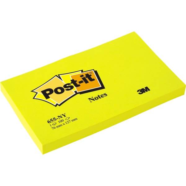 Post-it® Haftnotizen neon/655NGE 127x76 mm neongelb Inh.100 Blatt