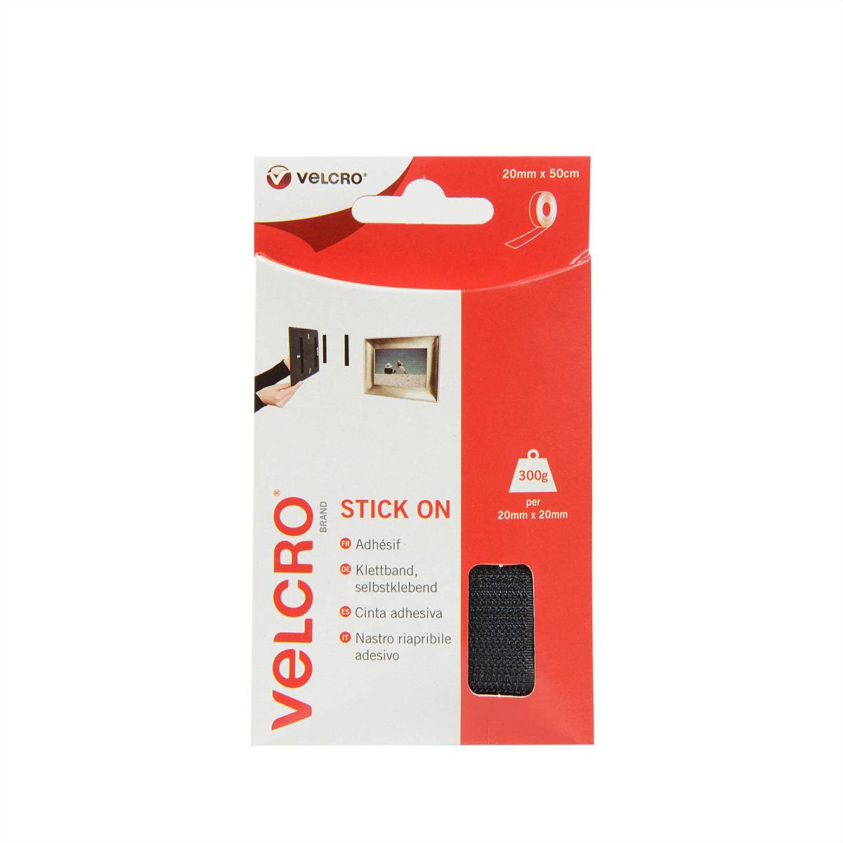 VELCRO® VEL-EC60225 Klettband zum Aufkleben Haft- und Flauschteil (L x B) 500mm x 20mm Schwarz 0.5m