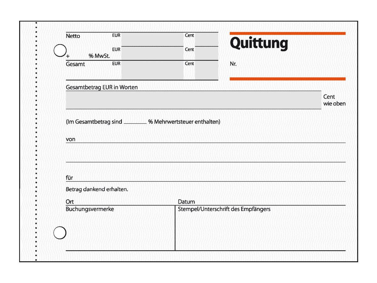 Sigel - Quittung - 50 Blatt - A6 - Querformat