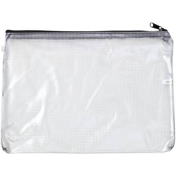 Mesh-bag A3 Netzgewebe Reißverschluss transparent/schwarz