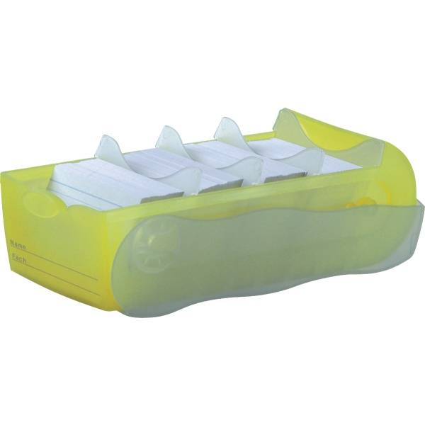 HAN CROCO 998-653 Karteibox Transluzent, Gelb max. Anzahl der Karten: 500 Karten DIN A8 quer inkl. 100 linierten Karten