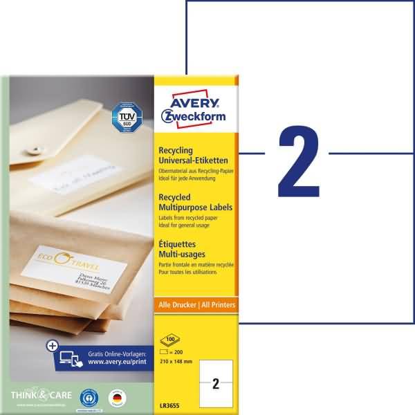 Universal-Etiketten 210x148mm Recycling naturweiß VE=200 Stück