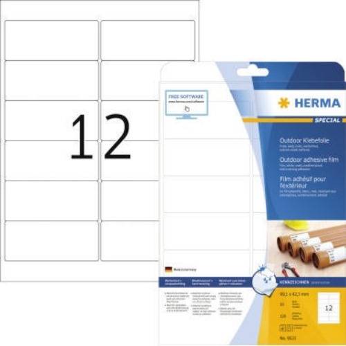 Herma Universal-Etiketten 99.1 x 42.3 mm Folie Weiß 120 St. Extra stark haftend Laserdrucker, Farblaserdrucker, Kopierer, Farbkopierer