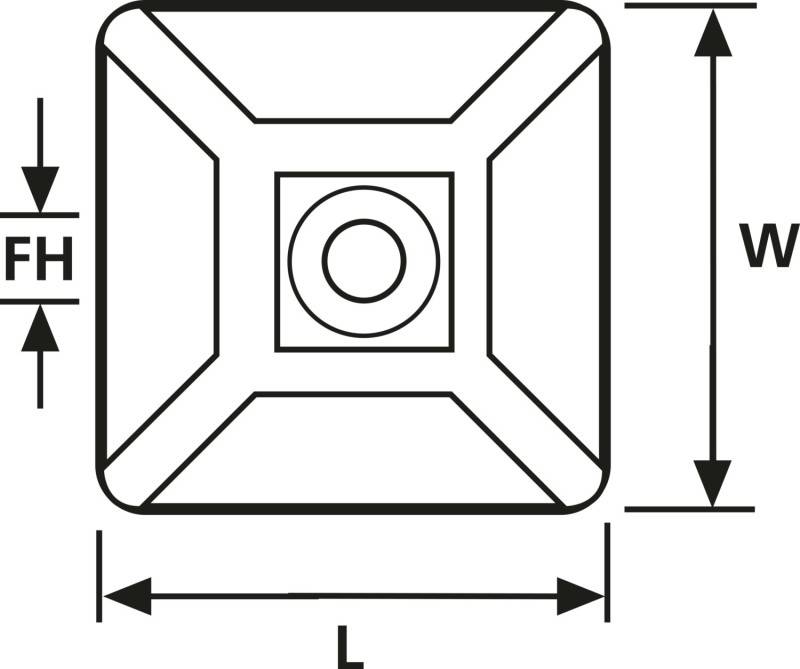 HellermannTyton MB4CA/S/-N66-NA-C1 Befestigungssockel selbstklebend, schraubbar 151-28449 4fach einfädeln, halogenfrei