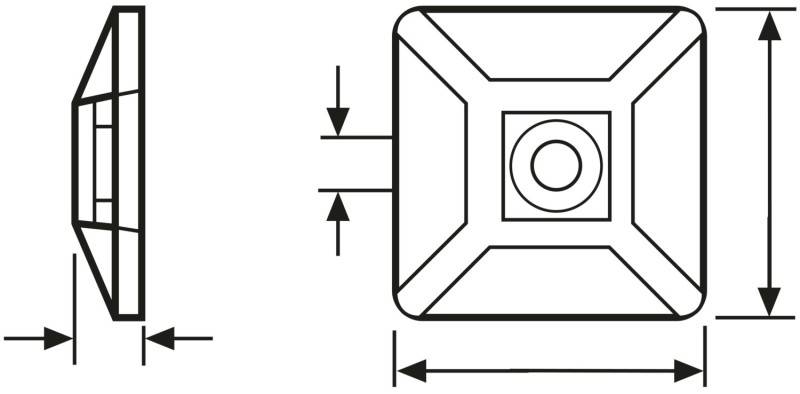HellermannTyton MB4CA/S/-N66-NA-C1 Befestigungssockel selbstklebend, schraubbar 151-28449 4fach einfädeln, halogenfrei