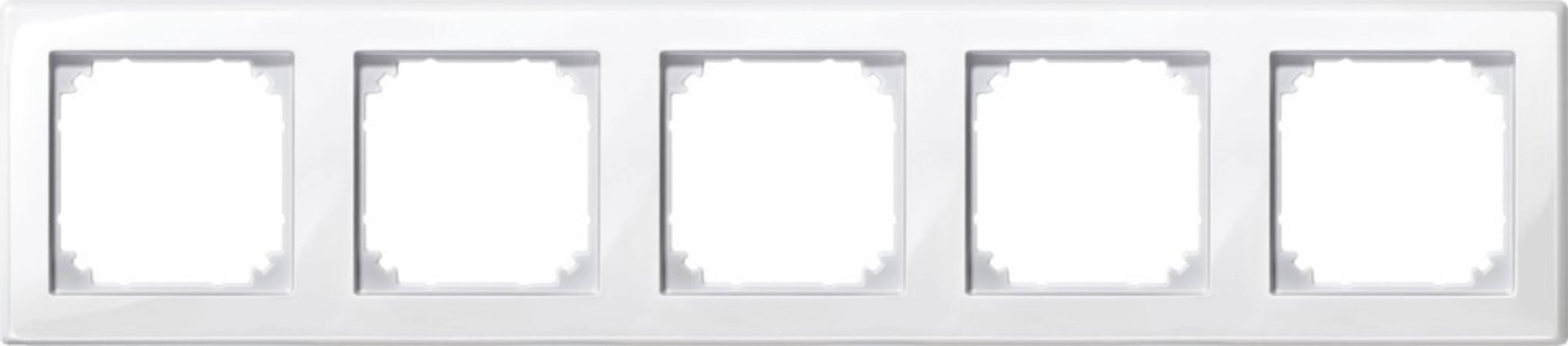 Ein horizontaler grauer Streifen mit fünf leeren quadratischen Aussparungen, wie eine Filmstreifen- oder Fotorahmen-Vorlage.