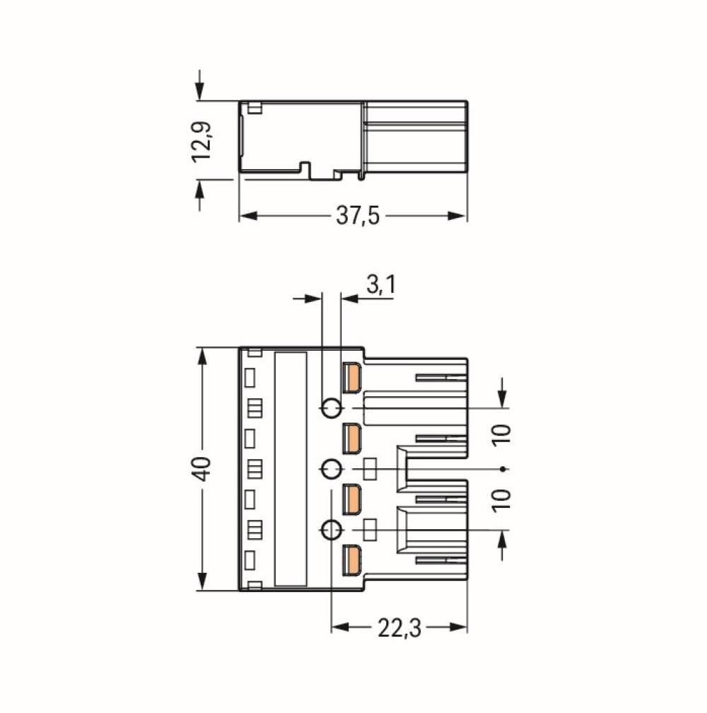 WAGO 770-274/073-000 Netz-Steckverbinder Stecker, gerade Gesamtpolzahl: 4 25 A Hellgrün 50 St.