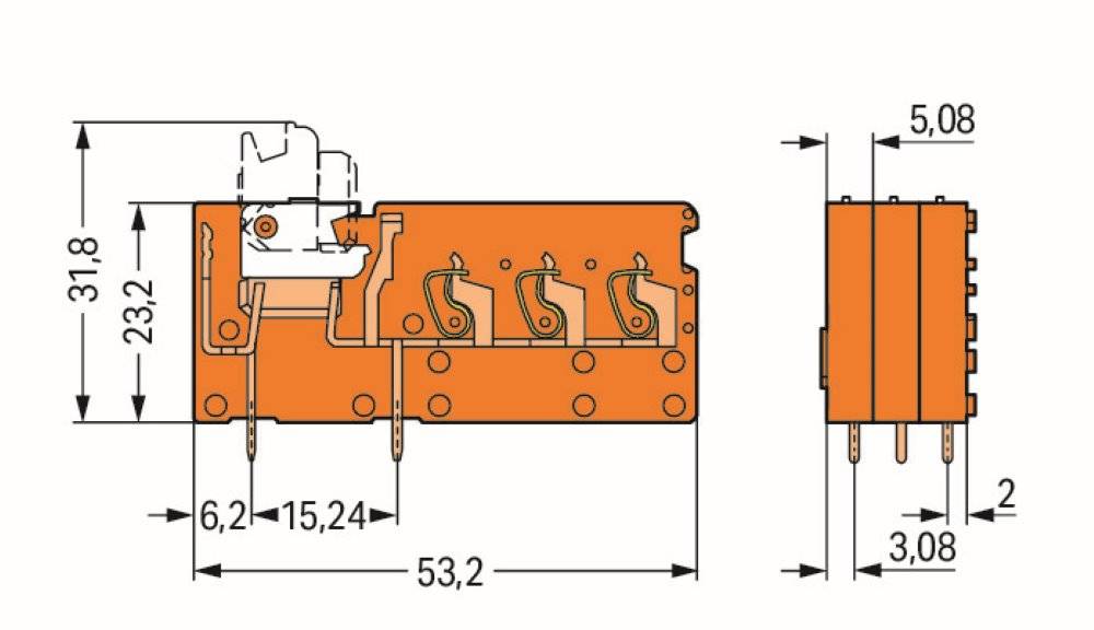 WAGO 742-158 Doppelstockklemme 2.50 mm² Polzahl 1 Orange 100 St.