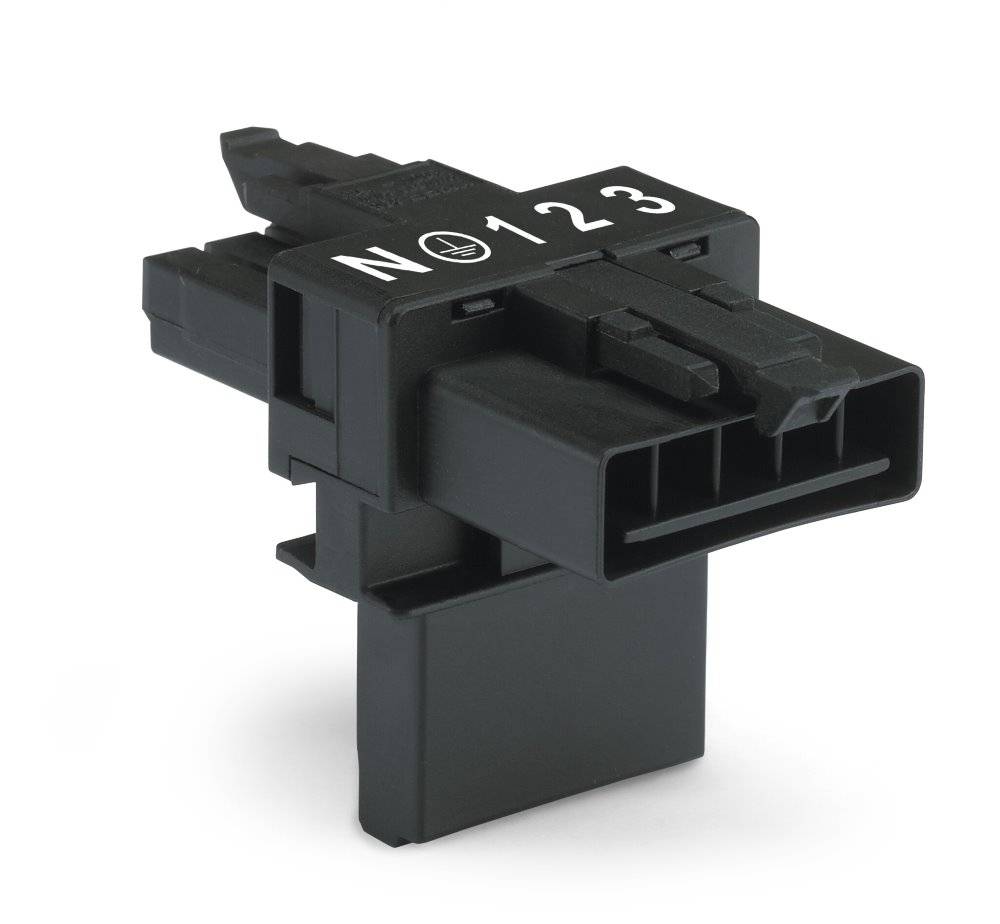 WAGO Netz-T-Verteiler Netz-Stecker - Netz-Buchse, Netz-Buchse Gesamtpolzahl: 5 Schwarz 25 St.