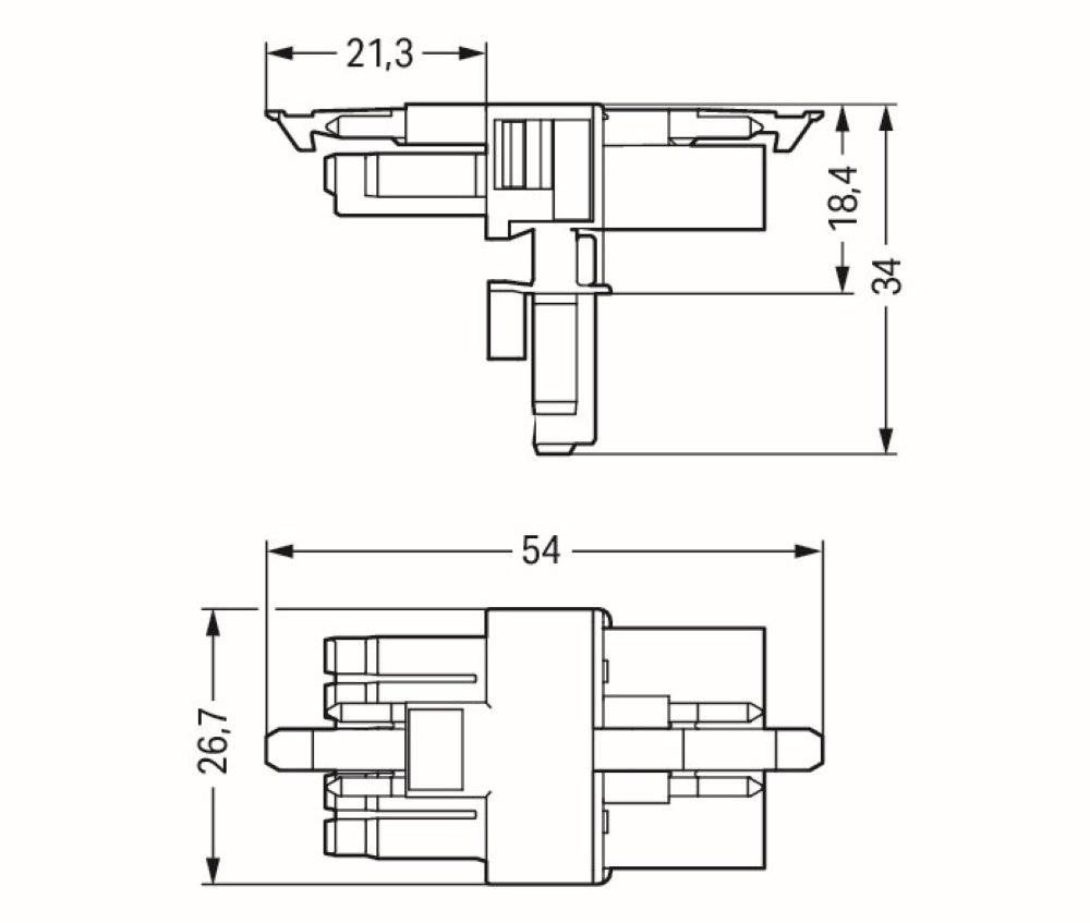 WAGO Netz-T-Verteiler Netz-Stecker - Netz-Buchse, Netz-Buchse Gesamtpolzahl: 5 Schwarz 25 St.