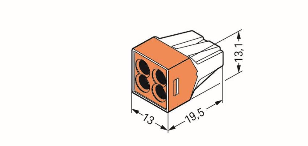 Dosenklemme starr: 0.75-2.5 mm² Polzahl: 4 WAGO 1000 St. Transparent