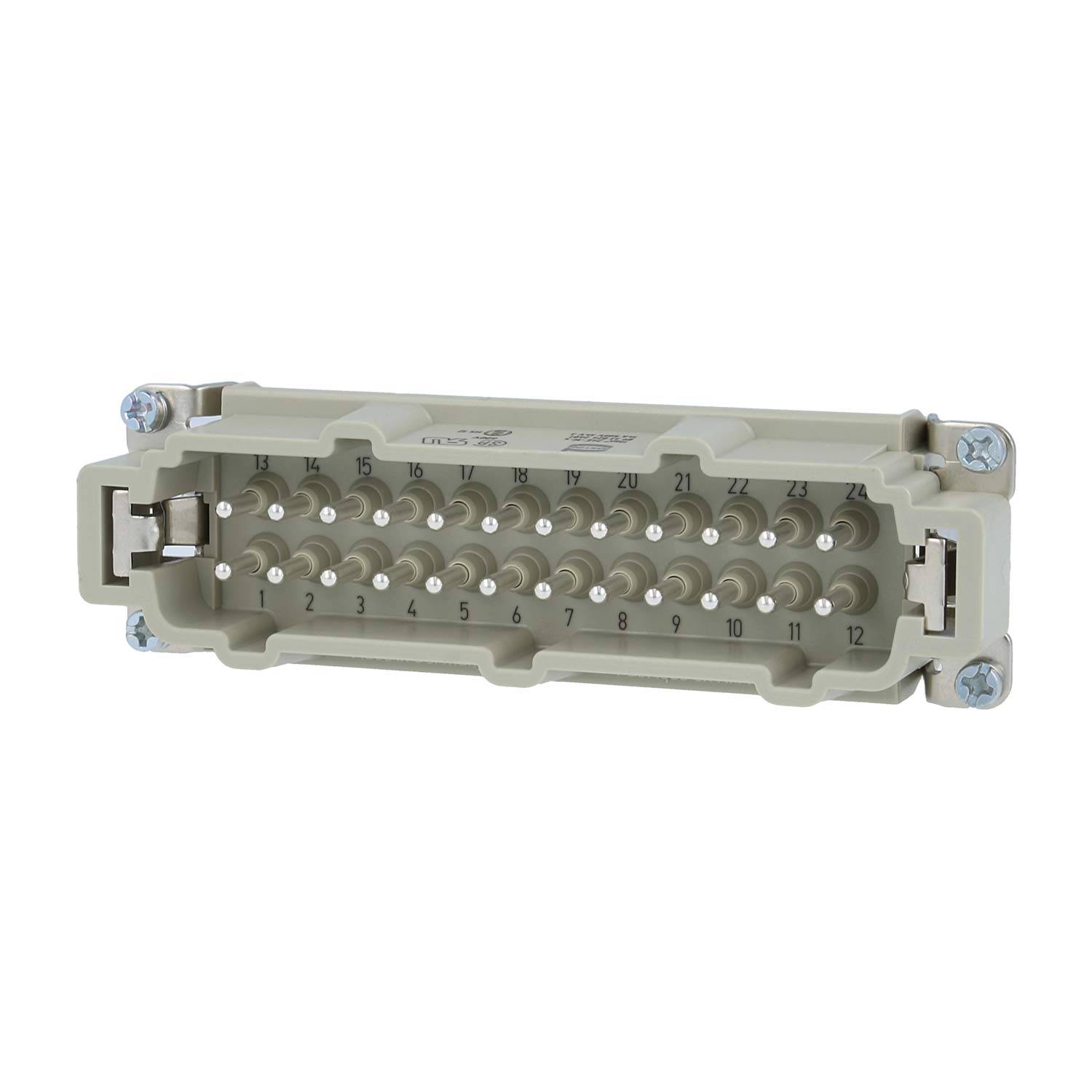 Technisches Diagramm eines 25-poligen D-Sub-Steckers, Abmessungen beschriftet: Breite 53,1 mm, Höhe 12,5 mm, Tiefe max. 17 mm, Pinbelegung dargestellt.