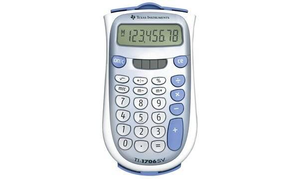 Taschenrechner TI-1706 SV 8-stellig Batteriebetrieb weiß/silber