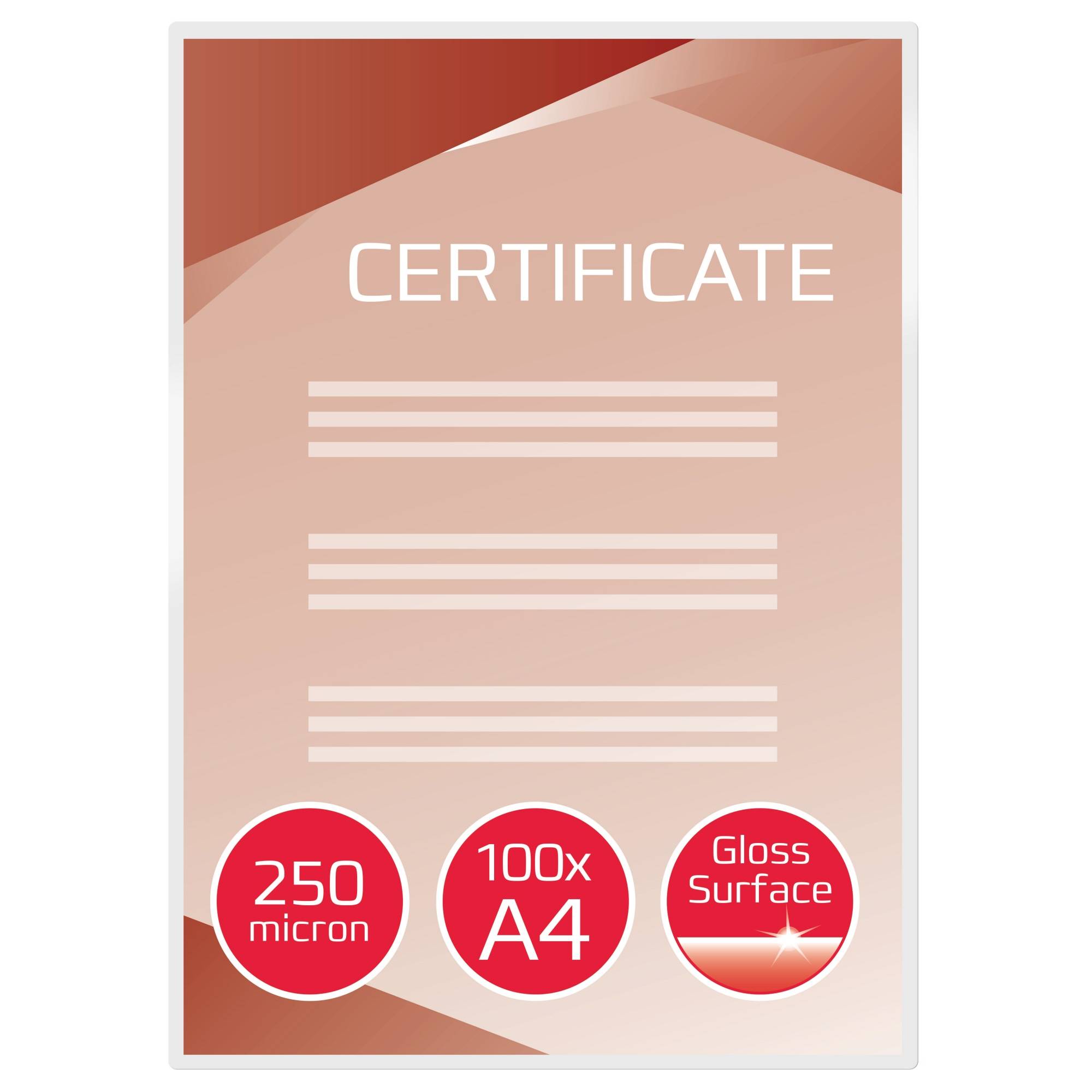 Ein Zertifikatpapierpaket mit der Bezeichnung „CERTIFICATE