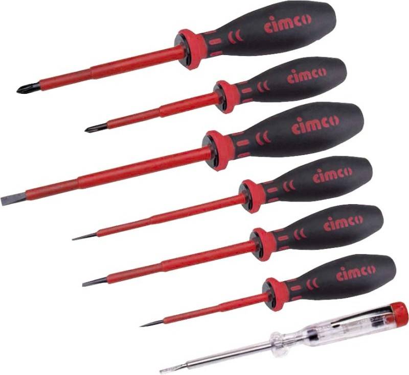 Cimco VDE Schraubendreher-Set 7teilig Schlitz, Kreuzschlitz Pozidriv