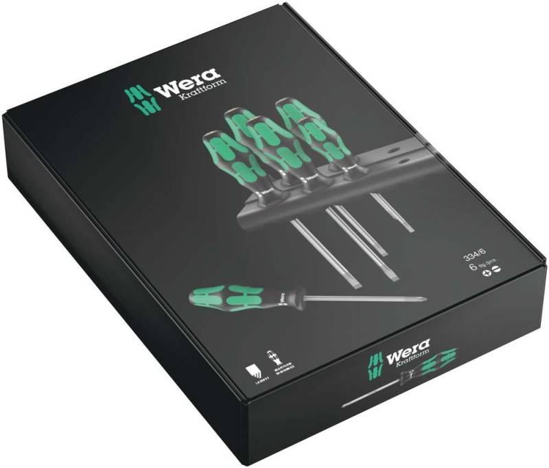 Wera 334/6 Werkstatt Schraubendreher-Set 6teilig Schlitz, Kreuzschlitz Phillips