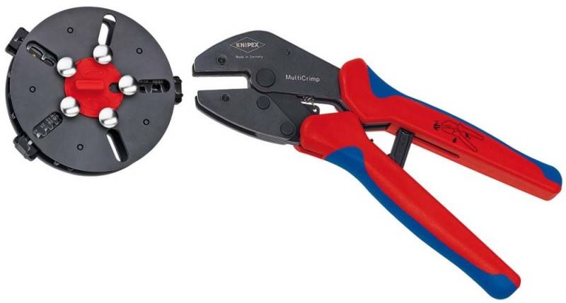 Knipex MultiCrimp 97 33 01 Crimpzange Unisolierte, offene Steckverbinder, Isolierte Kabelschuhe + Steckverbinder/Stoßverbinder