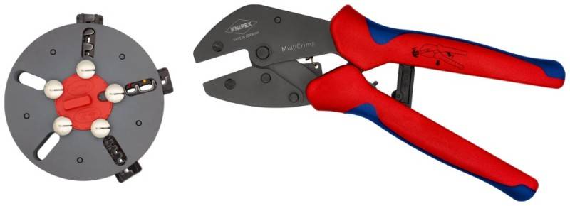 Knipex MultiCrimp 97 33 01 Crimpzange Unisolierte, offene Steckverbinder, Isolierte Kabelschuhe + Steckverbinder/Stoßverbinder