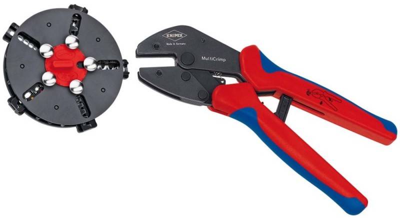Knipex MultiCrimp 97 33 02 Crimpzange Unisolierte, offene Steckverbinder, Isolierte Kabelschuhe, Isolierte Steckverbinder