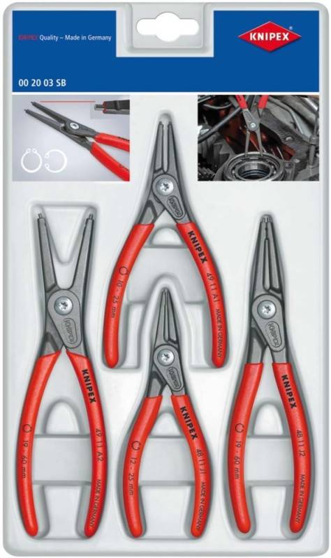 Knipex 00 20 03 SB Seegeringzangen-Set Passend für (Seegeringzangen) Außen- und Innenringe 12-25 mm, 19-60mm 10-25 mm, 19-60mm