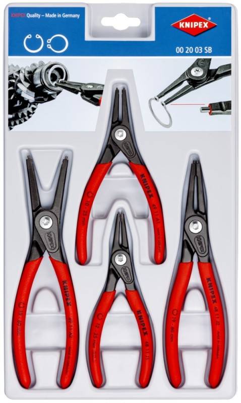 Knipex 00 20 03 SB Seegeringzangen-Set Passend für (Seegeringzangen) Außen- und Innenringe 12-25 mm, 19-60mm 10-25 mm, 19-60mm